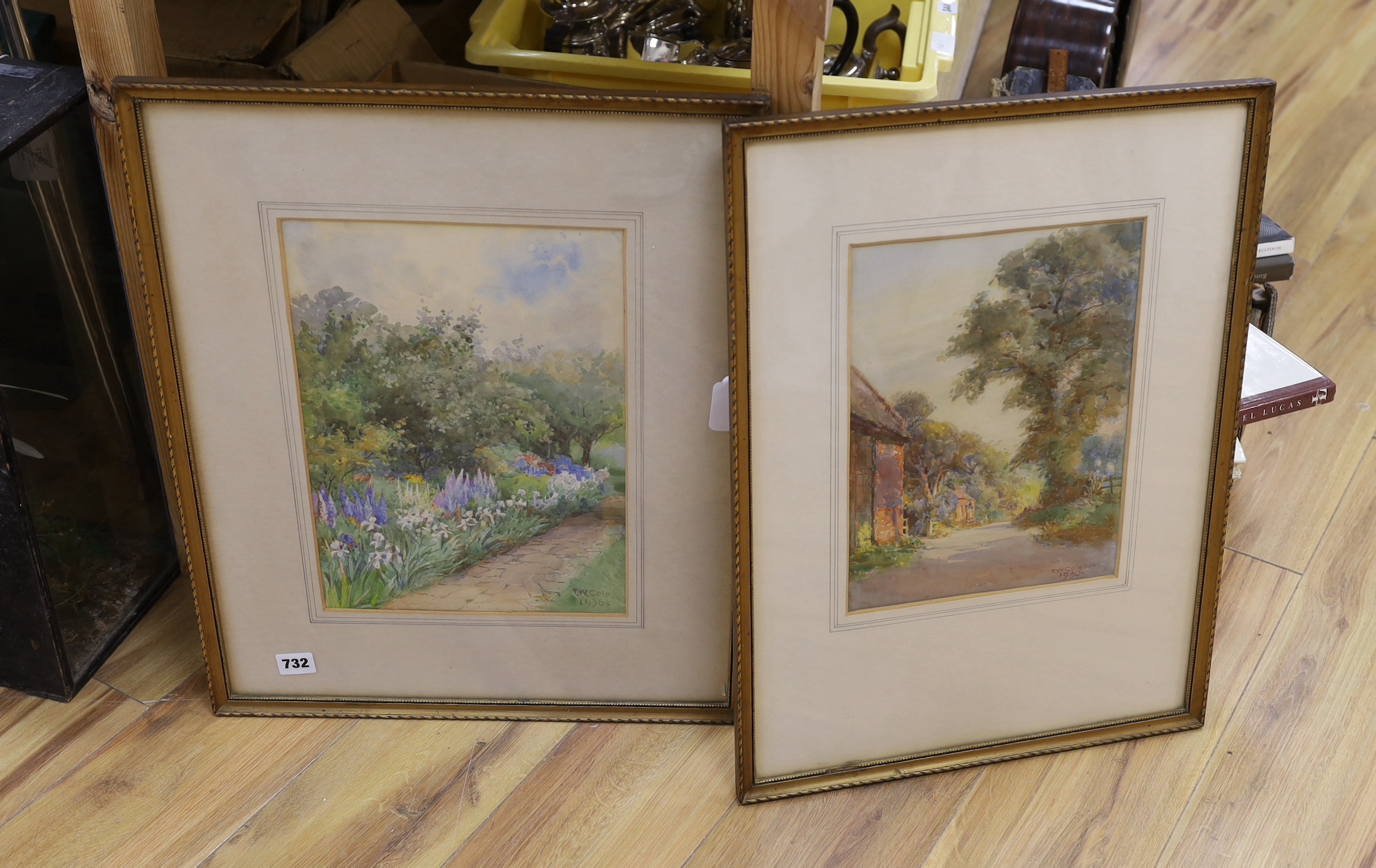 Thomas William Cole (1857-1953), two watercolours, Views of Pengwern, Weschman, Slough, signed and dated 1930/1936, largest 35 x 25cm